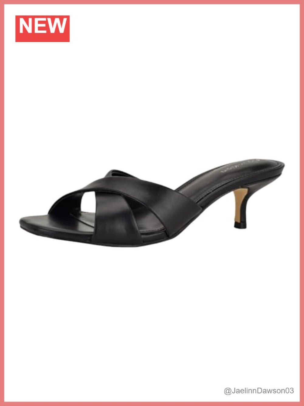 Faux Leather Kitten Heel Dress Sandals Slip On Square Toe